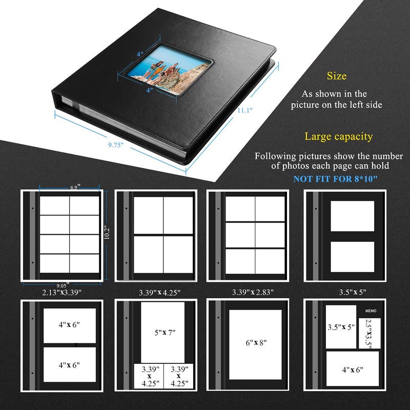 1DOT2 Self-Adhesive Photo Album, 60 Black Pages Self-Stick Page DIY Anniversary Travel Memory Book, Leather Cover, Magnetic Scrapbook Family Album for Christmas, Birthday, Valentineâ€™s Day Gifts - Image 4